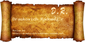Draskovich Radomér névjegykártya